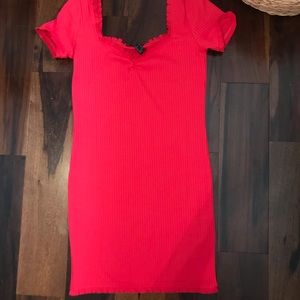Red body con mini dress